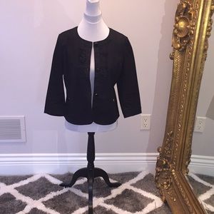 Talbots - Black Blazer Jacket w/ Ruffle Trim